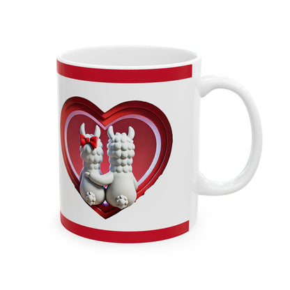 Valentine Llama Ceramic Mug – Cute Heart Love Coffee Cup (11oz, 15oz)