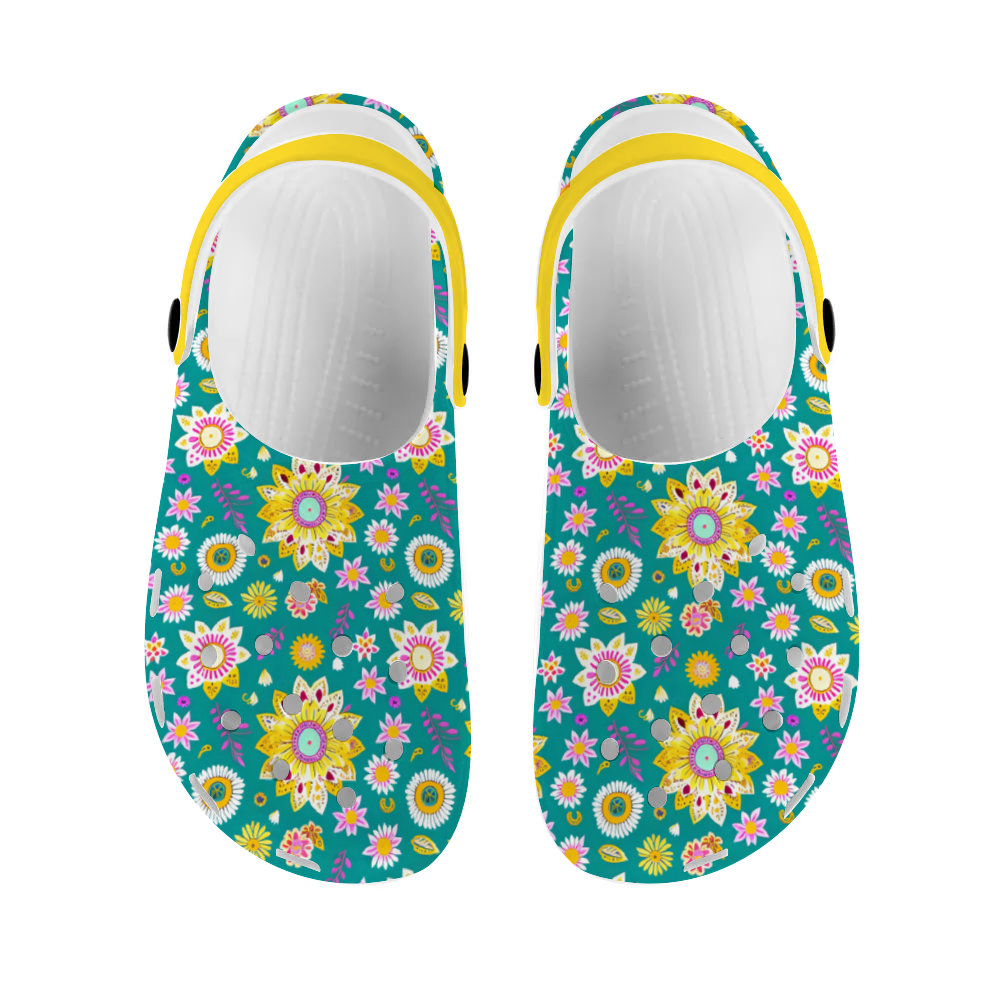 Floral, Teals and Yellow, BoHo