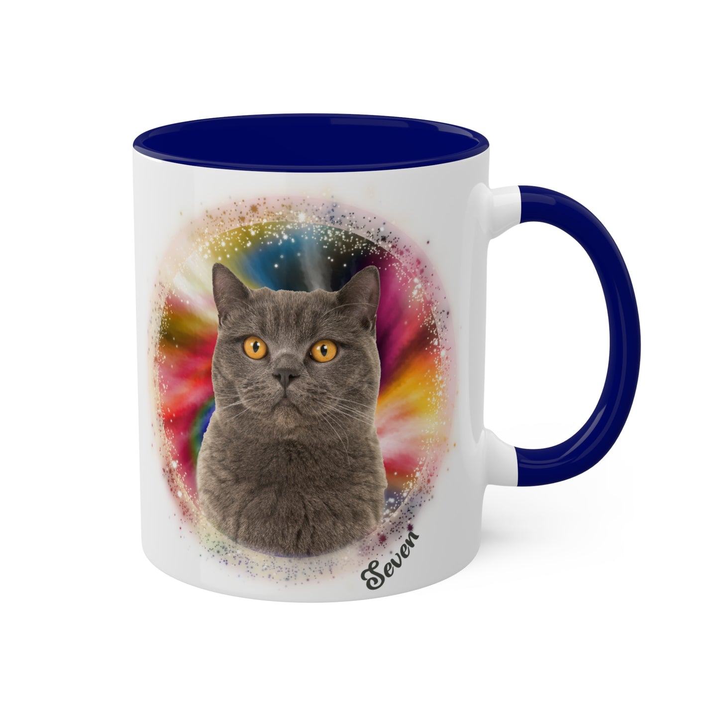 Rainbow Tie Dye, Custom Pet Photo and Name Coffee Mug, 11oz