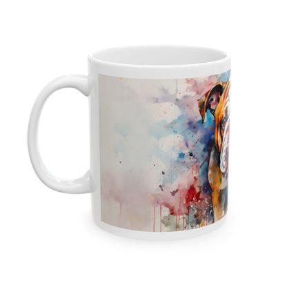 Bulldog Watercolor Ceramic Mug (11oz & 15oz) - Colorful Pet Coffee Cup