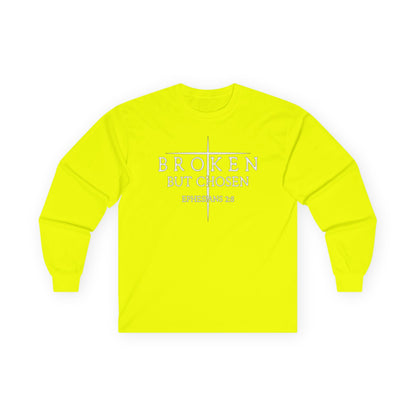 "Broken But Chosen" – Ephesians 2:8, Long Sleeve Gildan Tee
