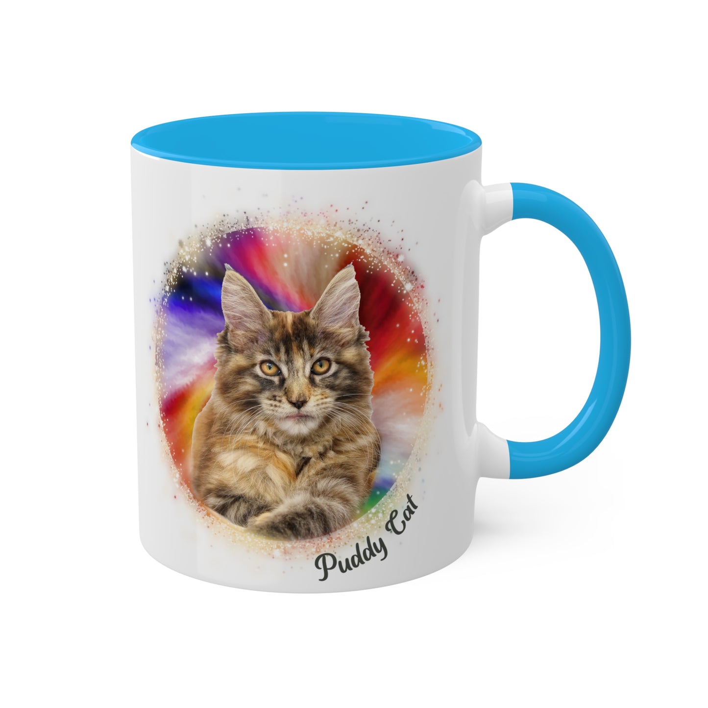 Personalized Pet Coffee Mug, Deep Burst Tie Dye Pet, Photo and Name Mug