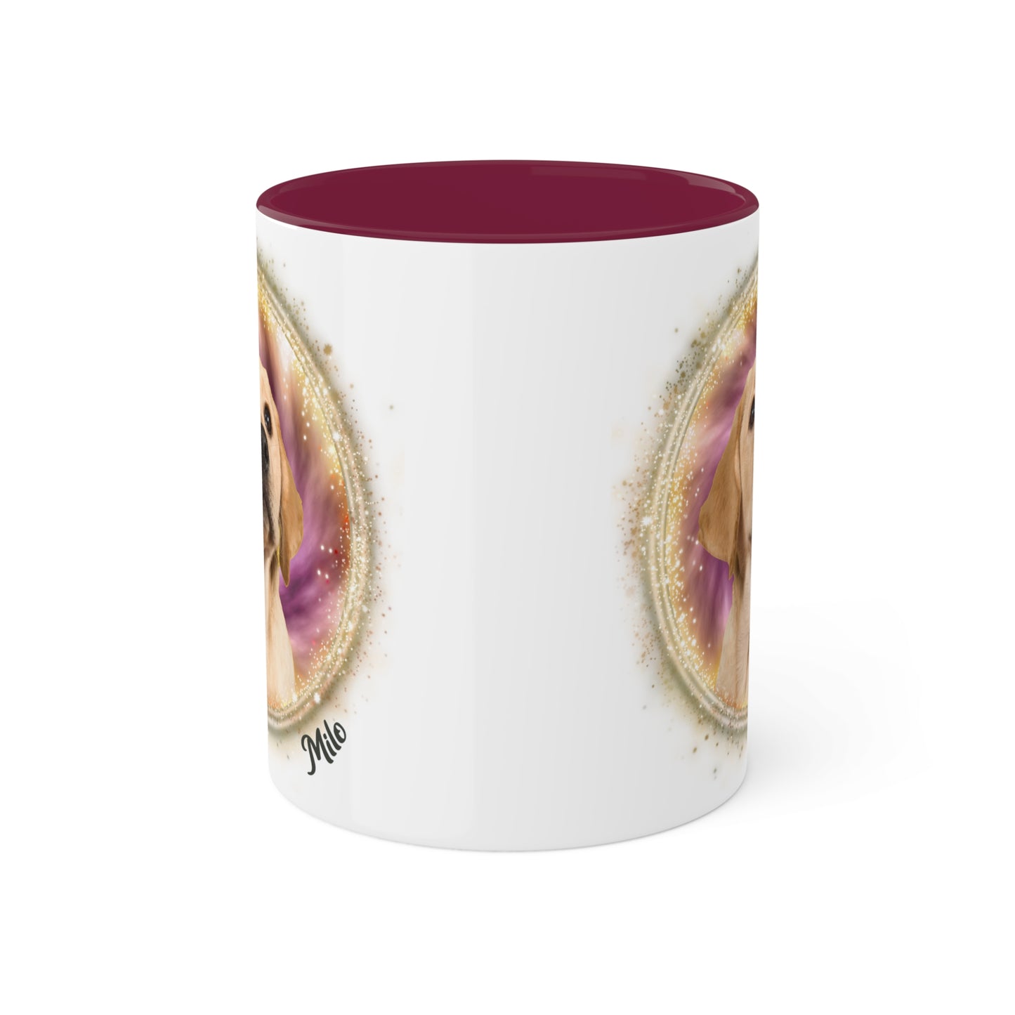 Maroon and Gold Tie Dye Pet Photo and Name Mug