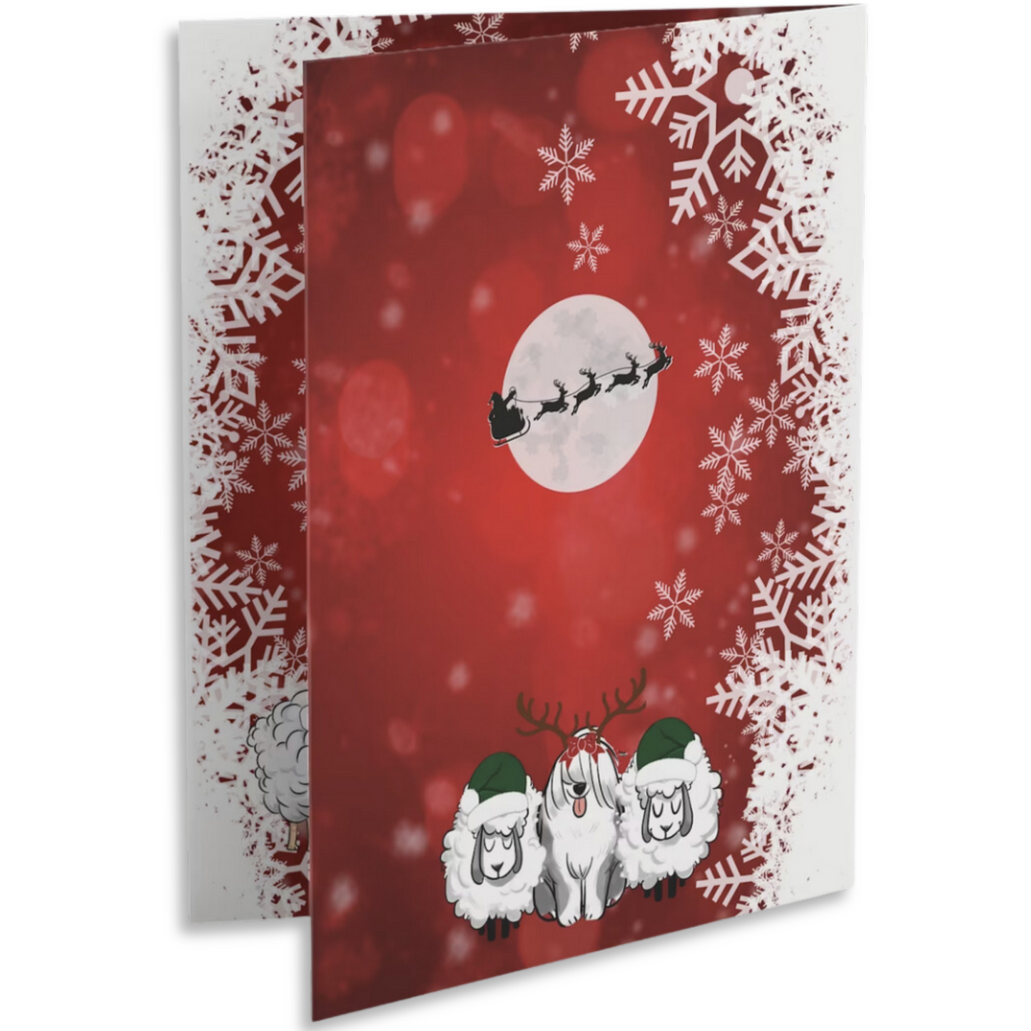 Guess What I Herd - Santa Paws, 5x7" Old English Sheepdog Christmas Card