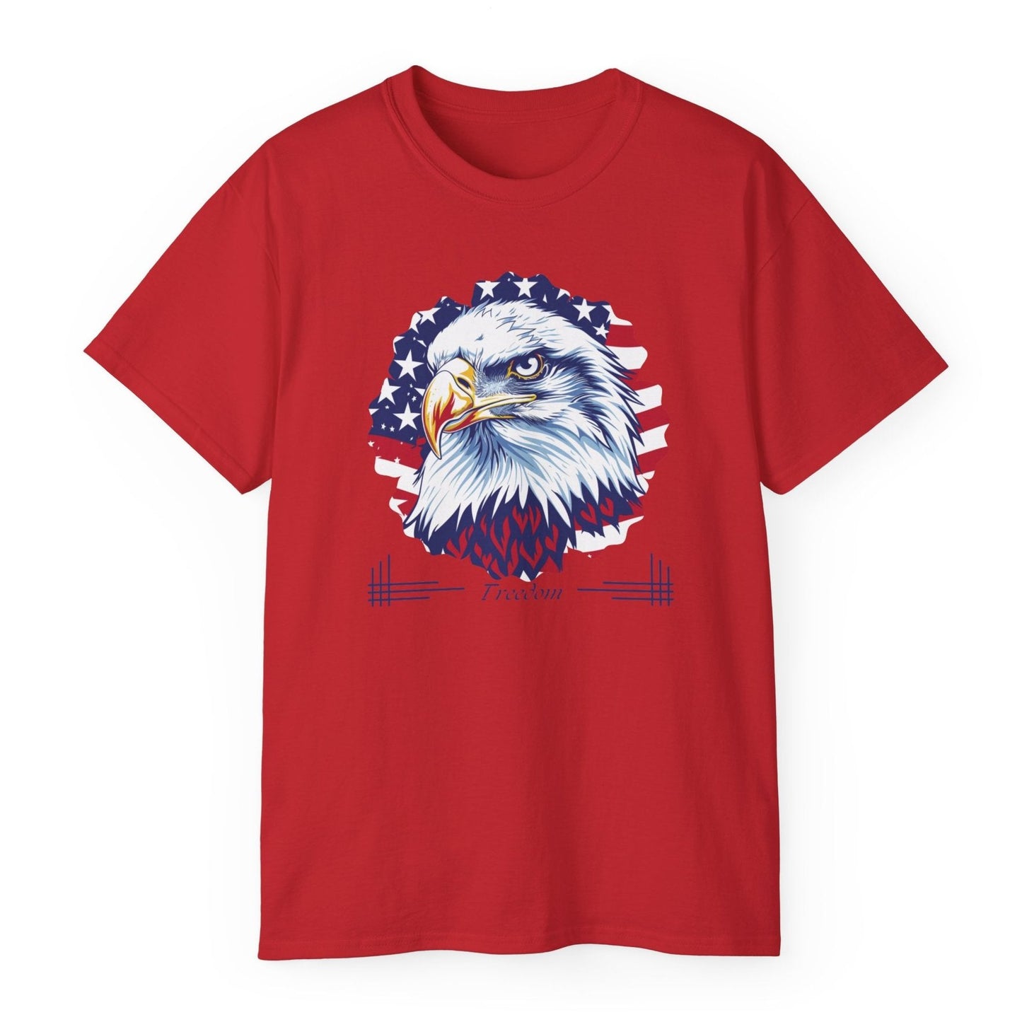 Freedom, Bald Eagle and American Flag, Cotton T-Shirt