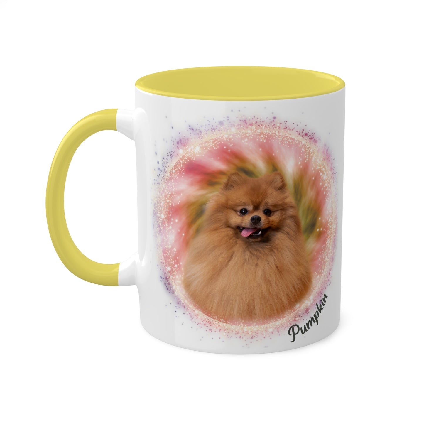 Warm Swirl Tie Dye Pet Photo and Name Mug