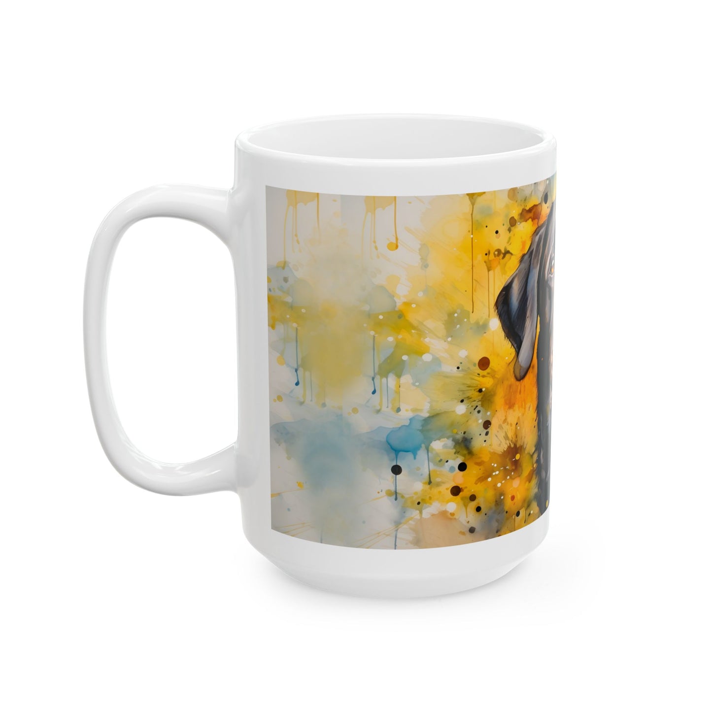 Black Labrador Ceramic Mug — Watercolor Labrador Coffee Cup (11oz & 15oz)
