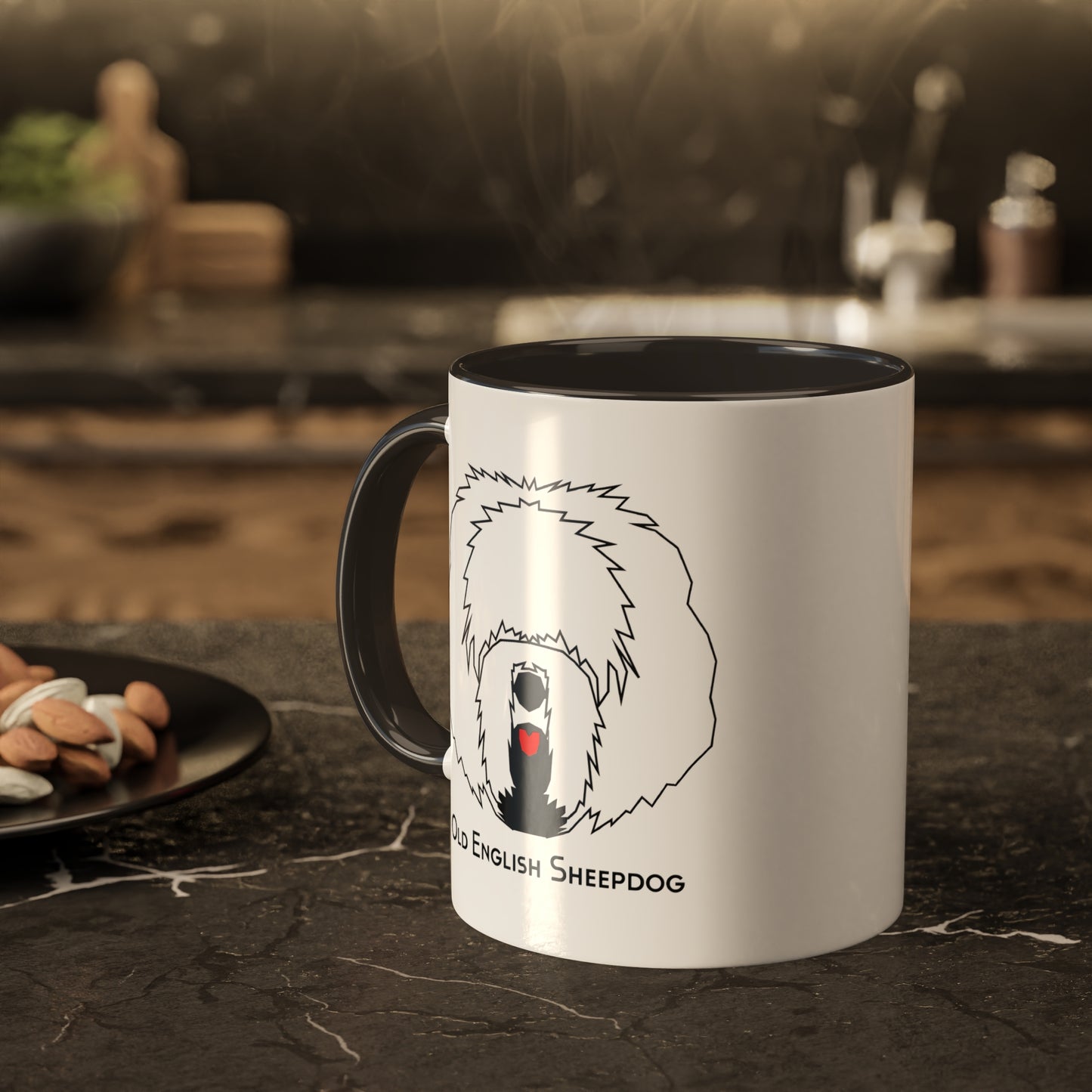 Red Tongue Old English Sheepdog Coffee Mug