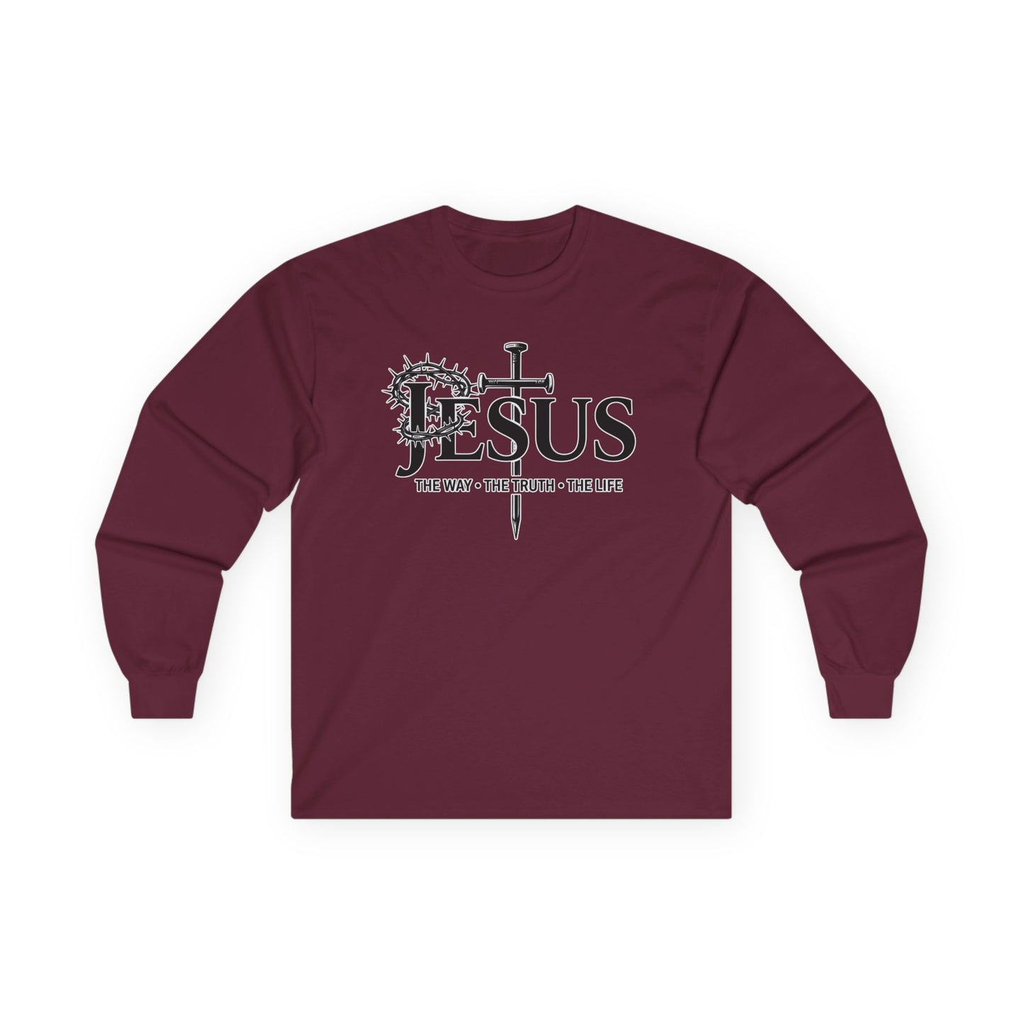 Jesus Cross, "The Way The Truth The Life", John 14:6  - Long Sleeve Gildan Tee