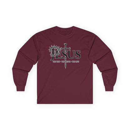 Jesus Cross, "The Way The Truth The Life", John 14:6  - Long Sleeve Gildan Tee
