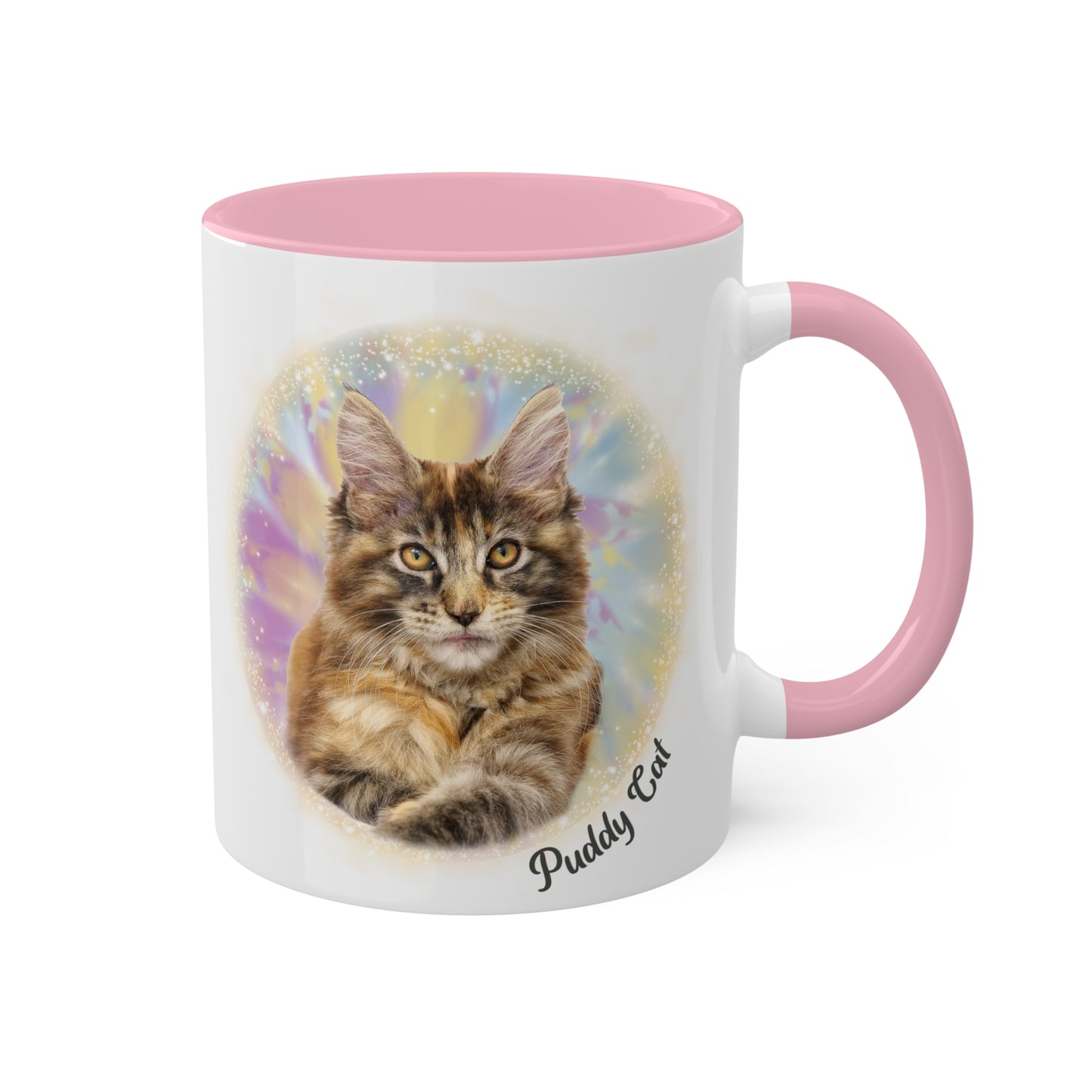 Pastel Tie Dye Pet Photo and Name Mug