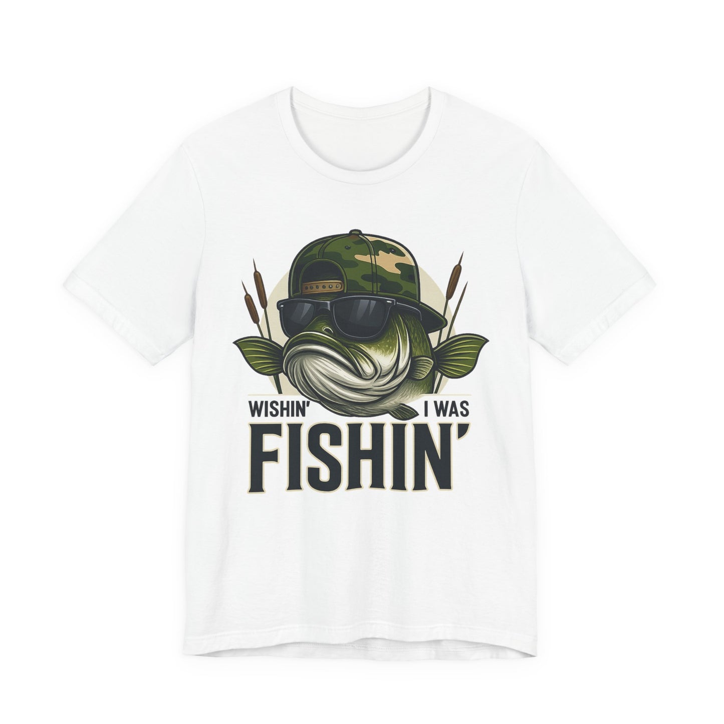 Wishin' I Was Fishin' T-Shirt — Funny Bass Fishing Tee for Anglers