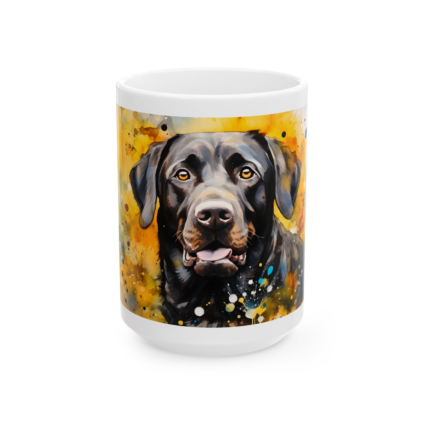 Black Labrador Ceramic Mug — Watercolor Labrador Coffee Cup (11oz & 15oz)