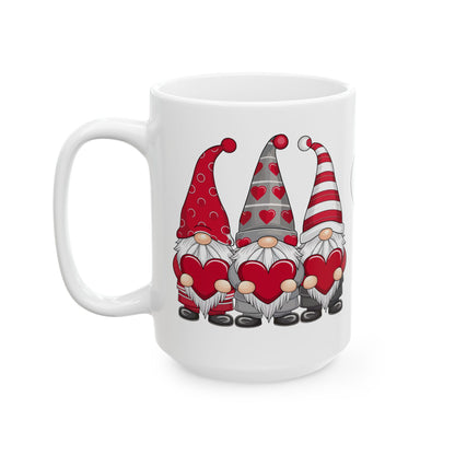 Valentine Gnome Ceramic Mug — 'Love' Heart Coffee Cup (11oz & 15oz)