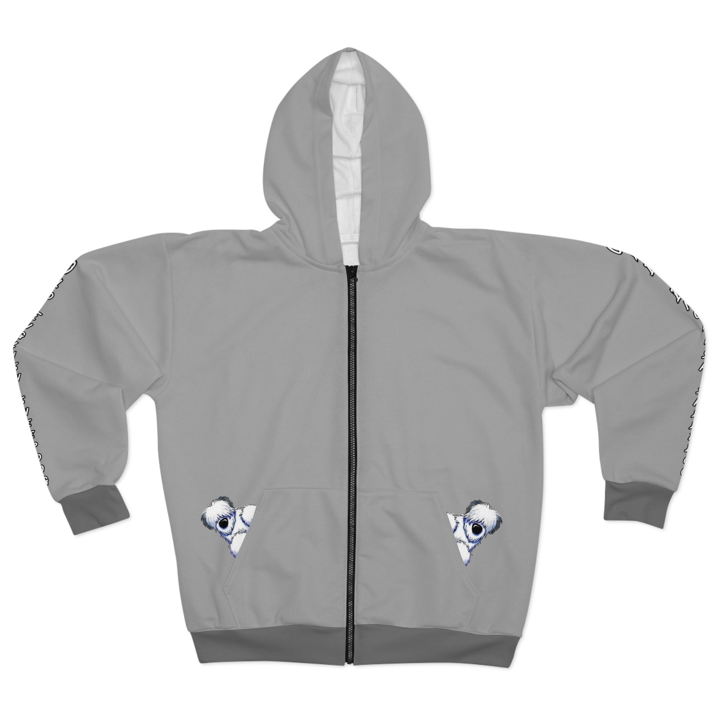 I Herd You, with Peeping Sheepie Pockets, Sleeve and Back Graphic Design, Zipped Heavy Hoodie