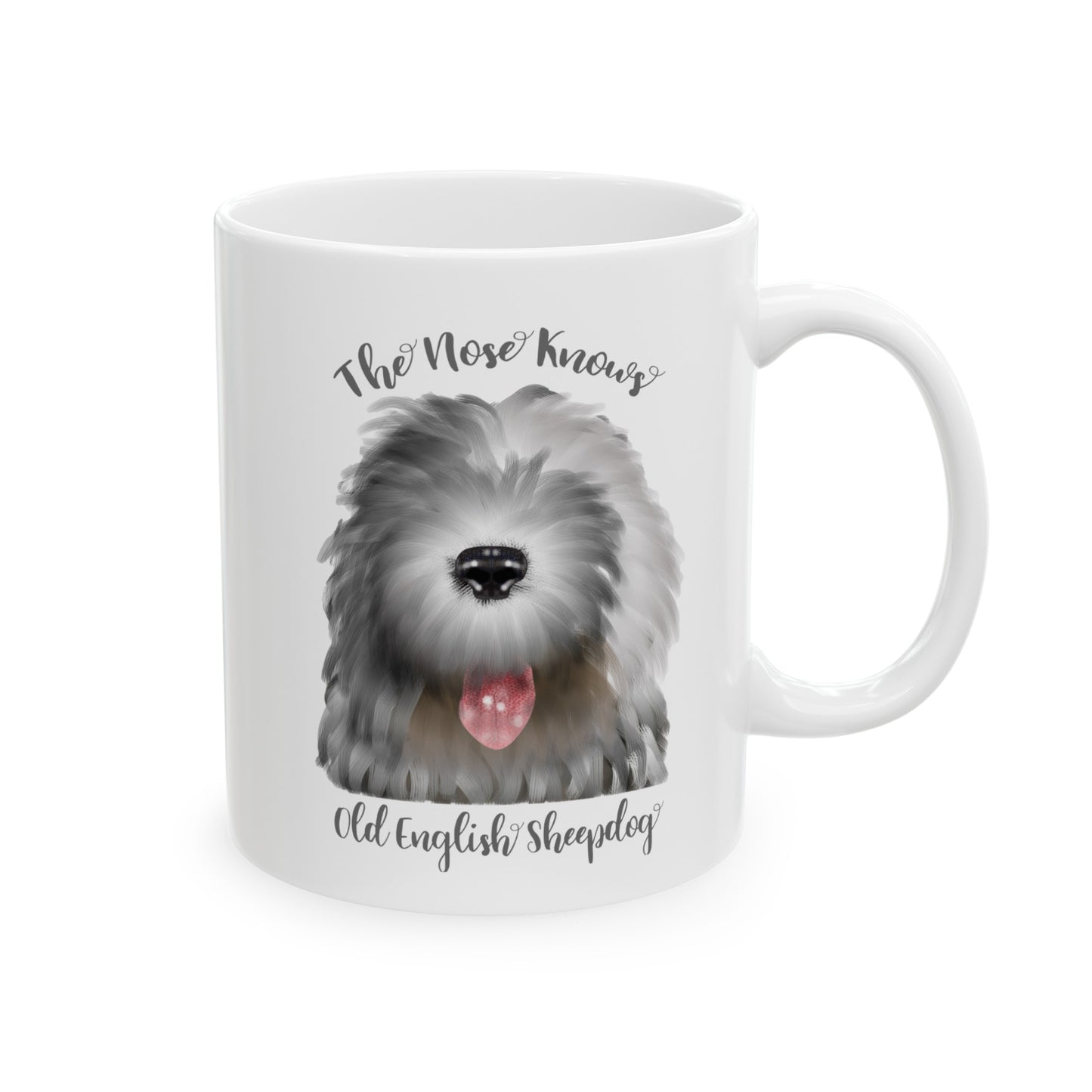 The Nose Knows, Old English Sheepdog Coffee Mug