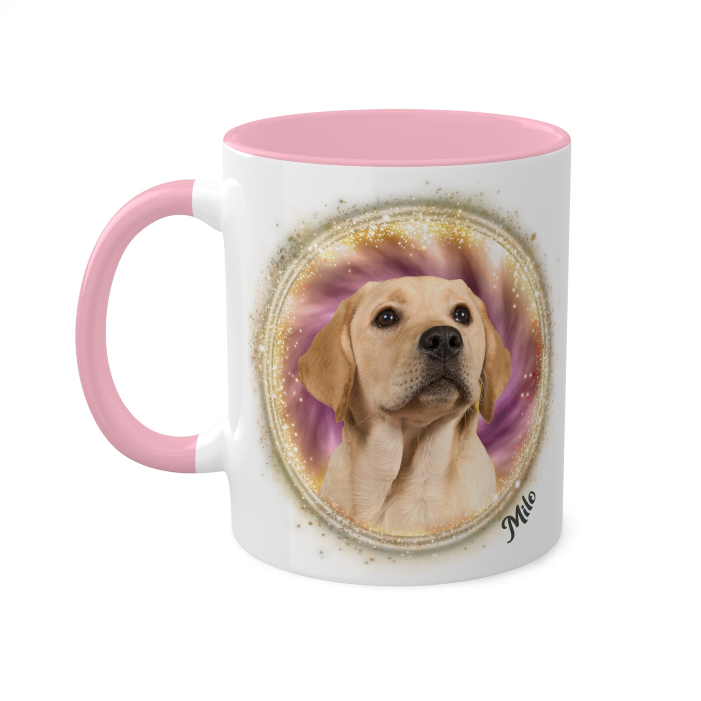 Maroon and Gold Tie Dye Pet Photo and Name Mug