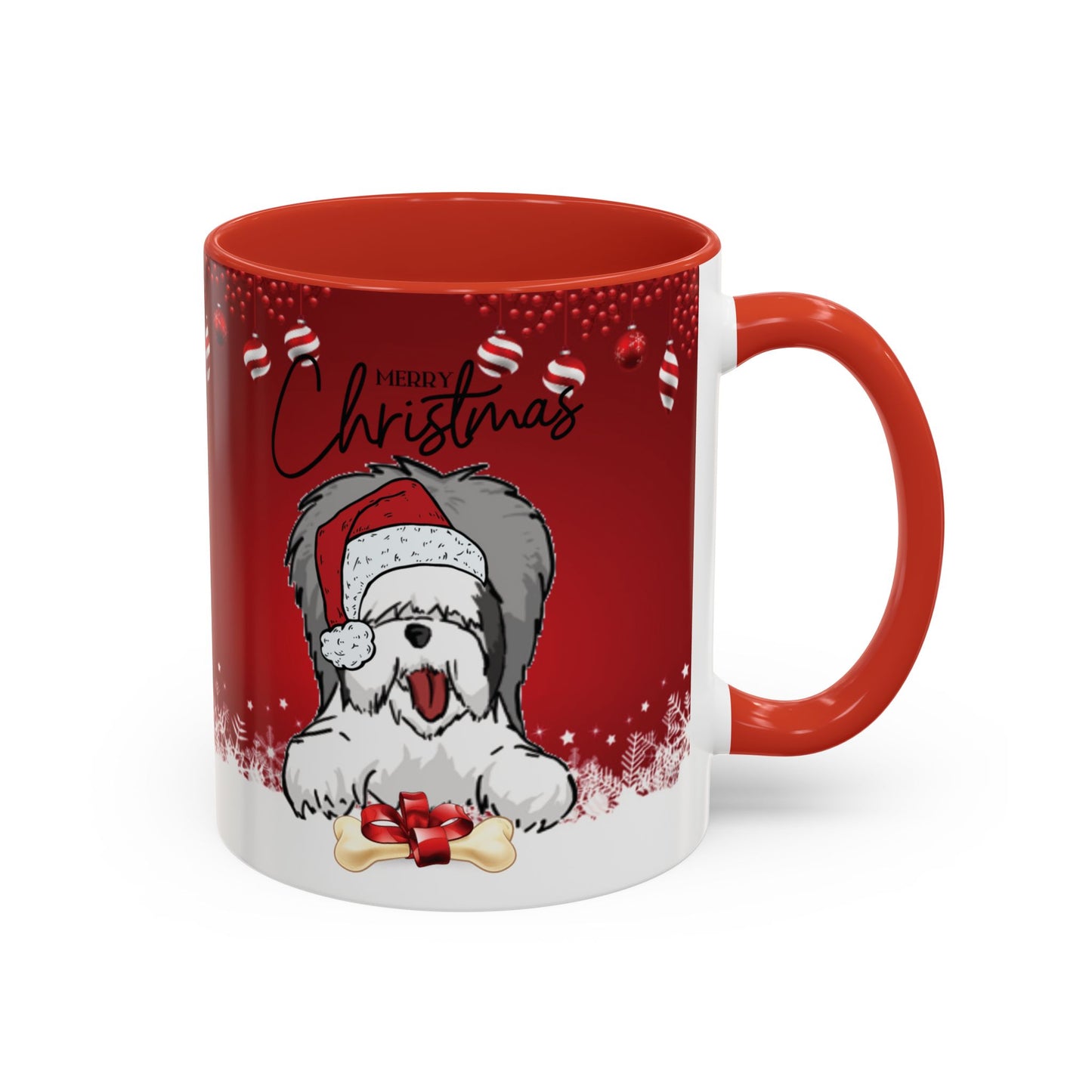 Merry Christmas Old English Sheepdog, 11oz Ceramic Coffee Mug