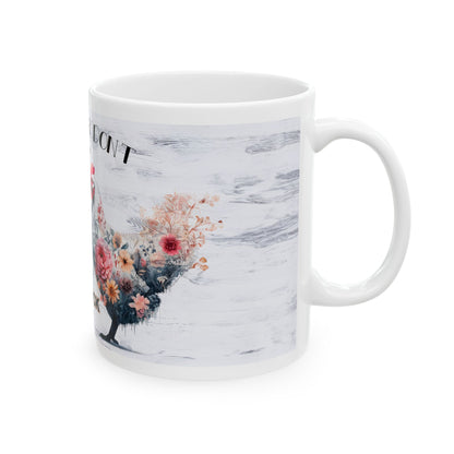 Chicken Mug - "This Chick Don't Give a Cluck" Floral Rooster Coffee Mug (11oz/15oz)