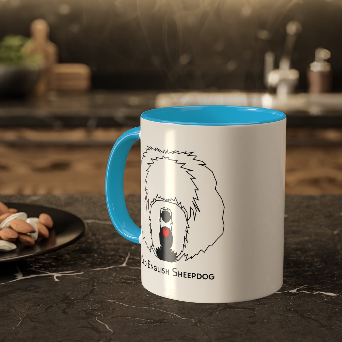 Red Tongue Old English Sheepdog Coffee Mug