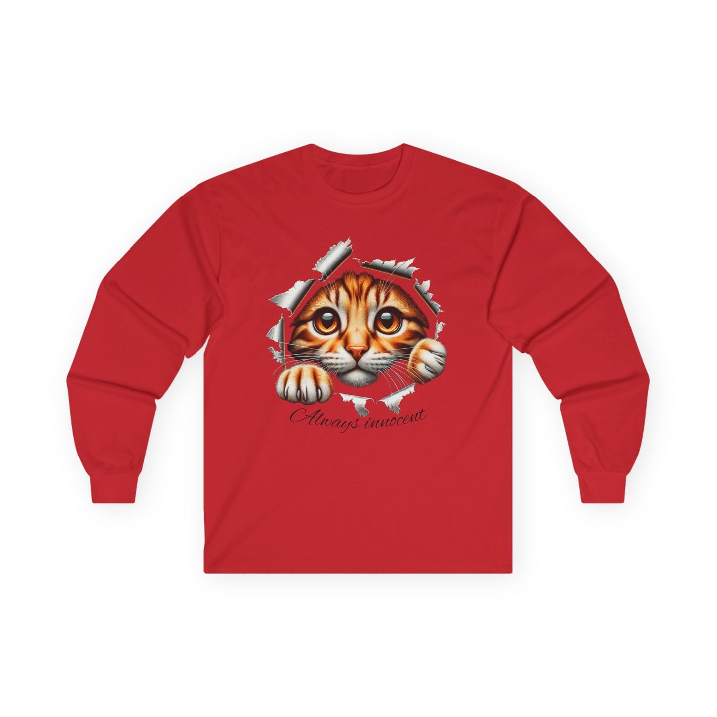Peekaboo Kitten Long Sleeve Cotton Tee - "Always Innocent"