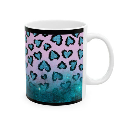 Personalized Heart Leopard Ceramic Mug — Custom Photo Coffee Cup (11oz/15oz)