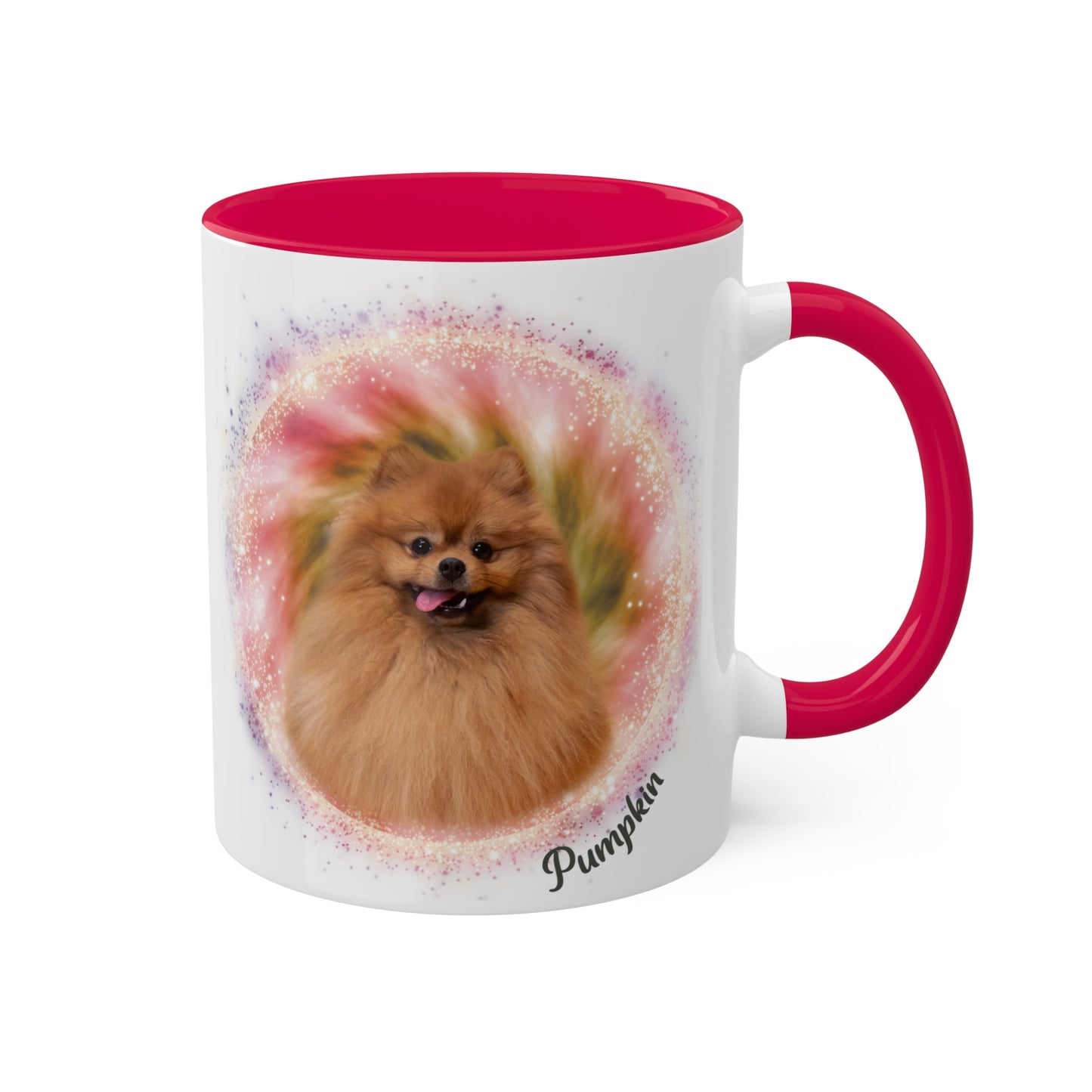 Warm Swirl Tie Dye Pet Photo and Name Mug