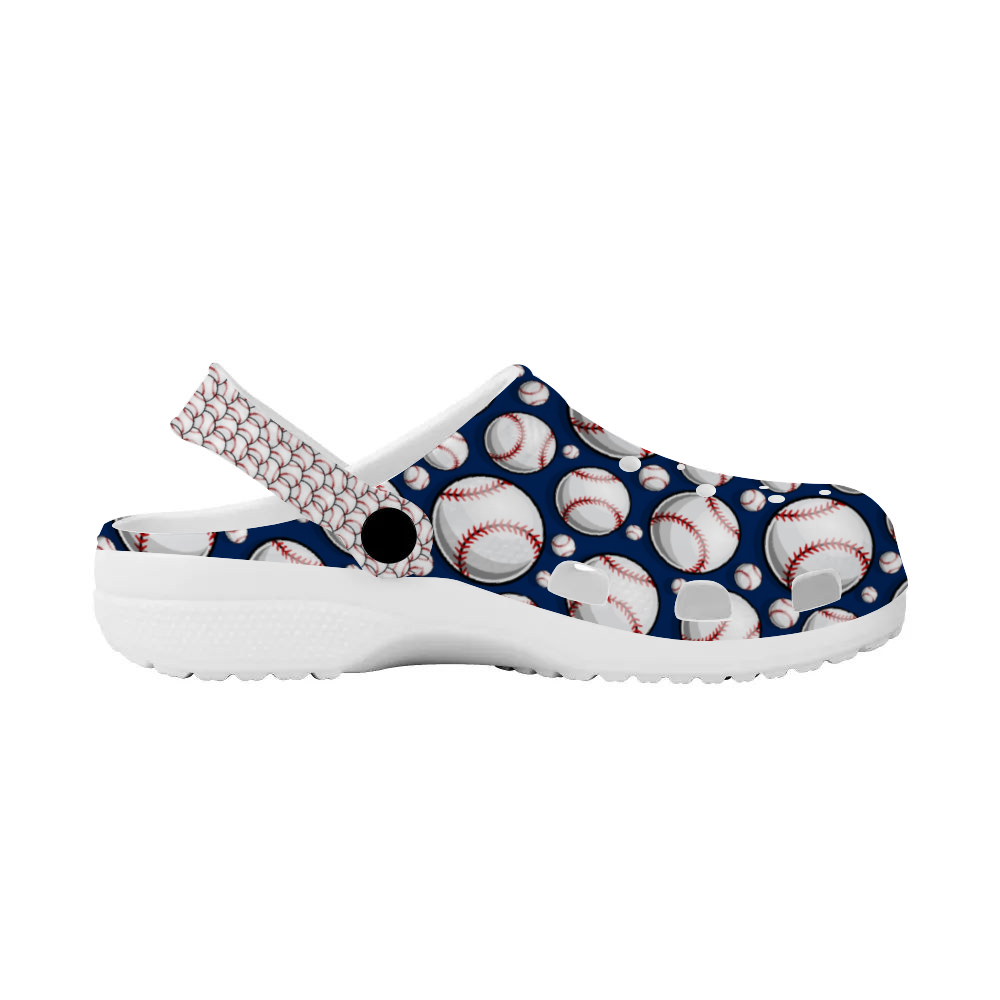 Clogs Navy Blue Baseball, Navy Blue Baseball Slide On's