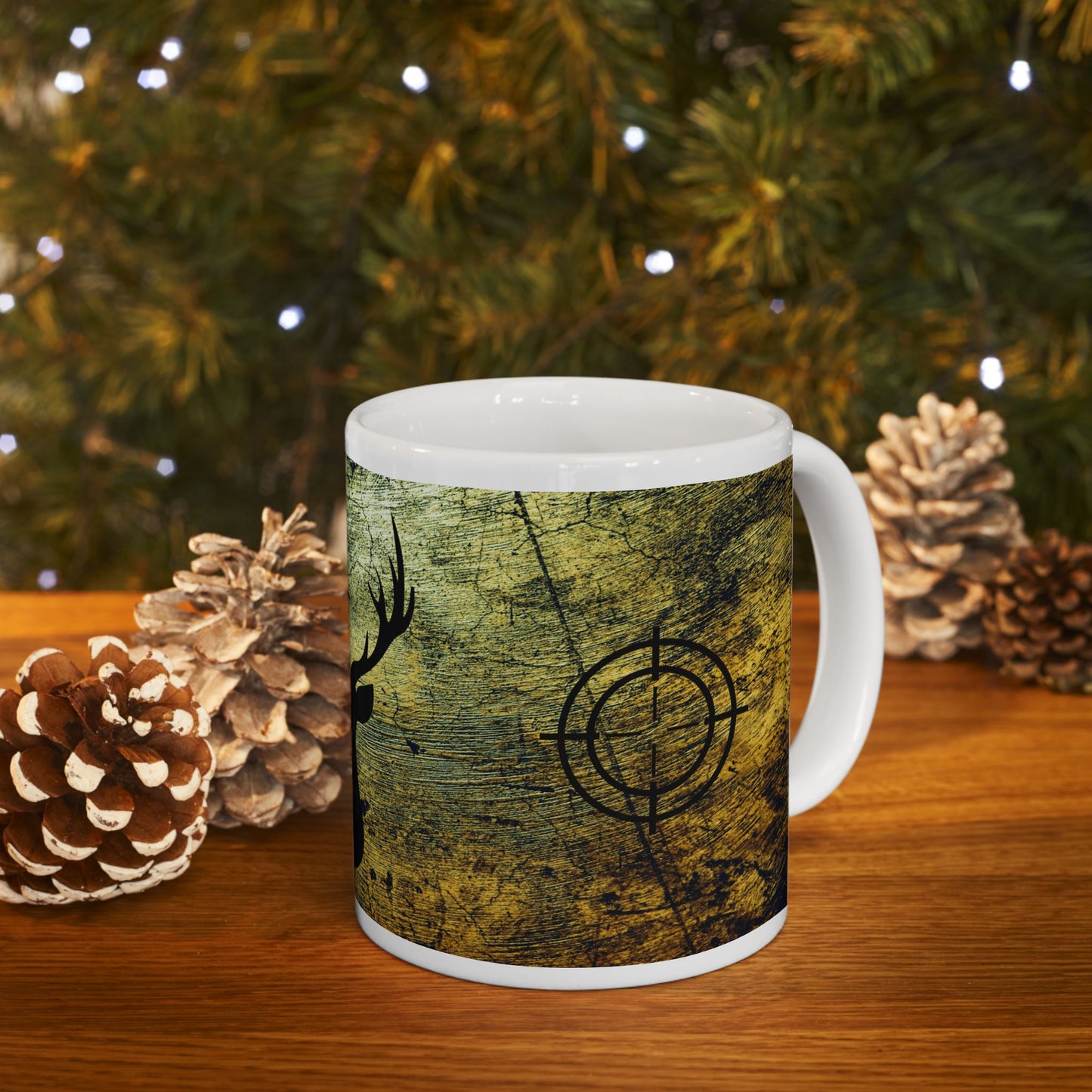 Deer Hunting Forest Green, Ceramic Mug, 11oz, 15oz