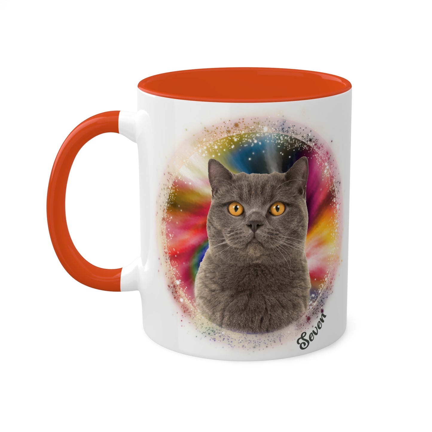 Rainbow Tie Dye, Custom Pet Photo and Name Coffee Mug, 11oz