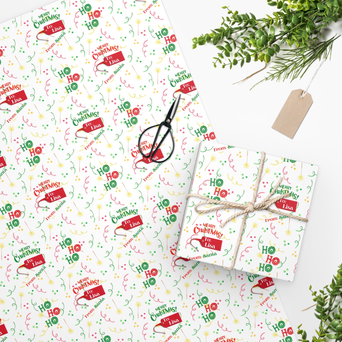 Personalized, Christmas Wrapping Paper - Ho Ho Ho