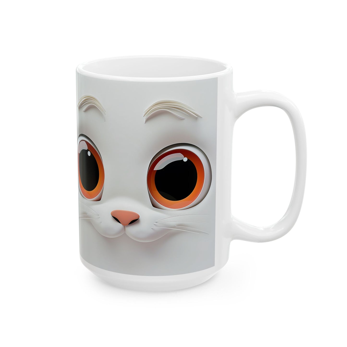 Big Eyed Kitty Cat Ceramic Coffee Mug, Cat Lovers Coffee Mug 11 and 15oz