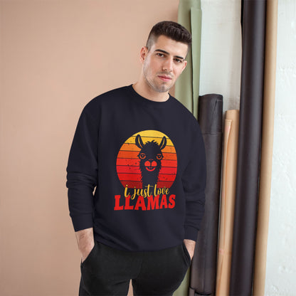 Llama Sunset, I Just Love Llamas - Llama Long Sleeve Champion Crewneck Top