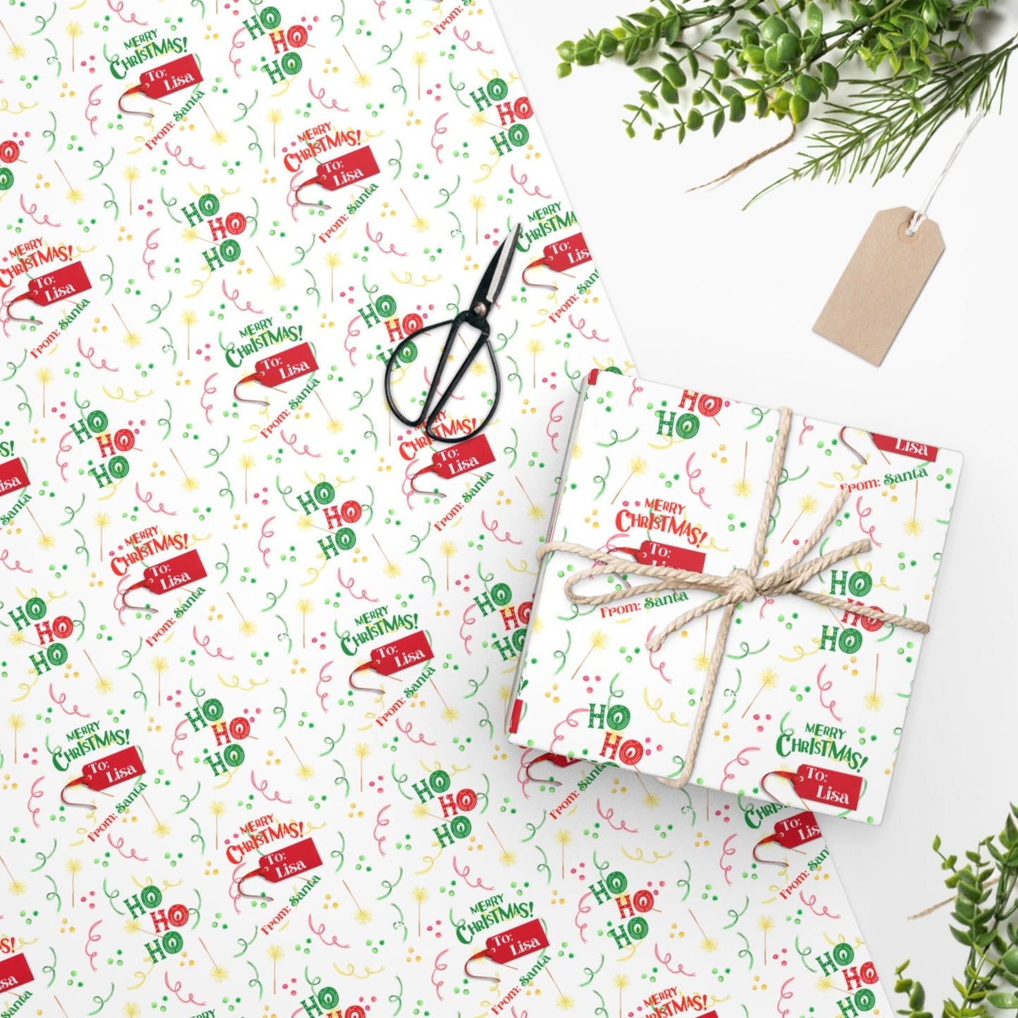 Personalized, Christmas Wrapping Paper - Ho Ho Ho