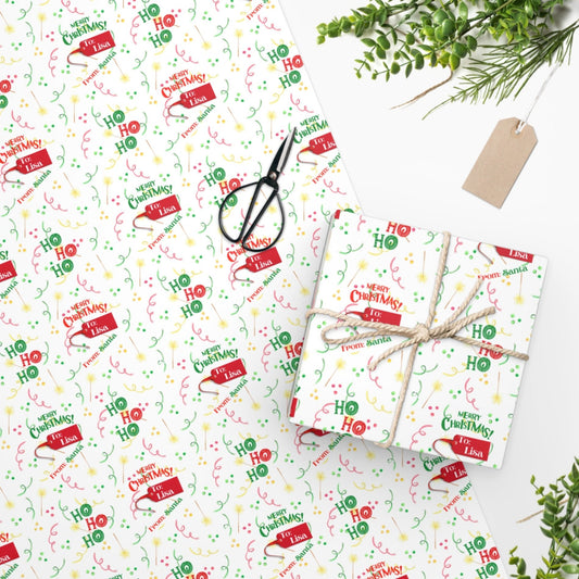 Personalized, Christmas Wrapping Paper - Ho Ho Ho