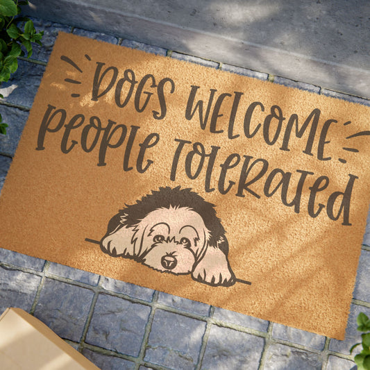 Doormat, Dogs Welcome People Tolerated, Old English Sheepdog