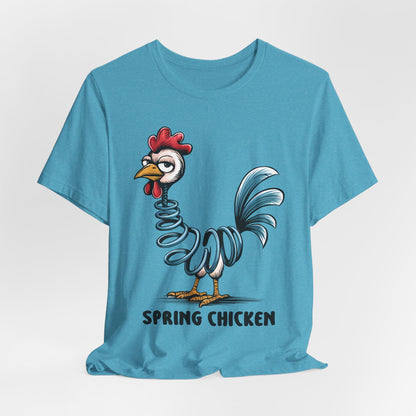 Spring Chicken T‑Shirt — Funny Cartoon Rooster Tee