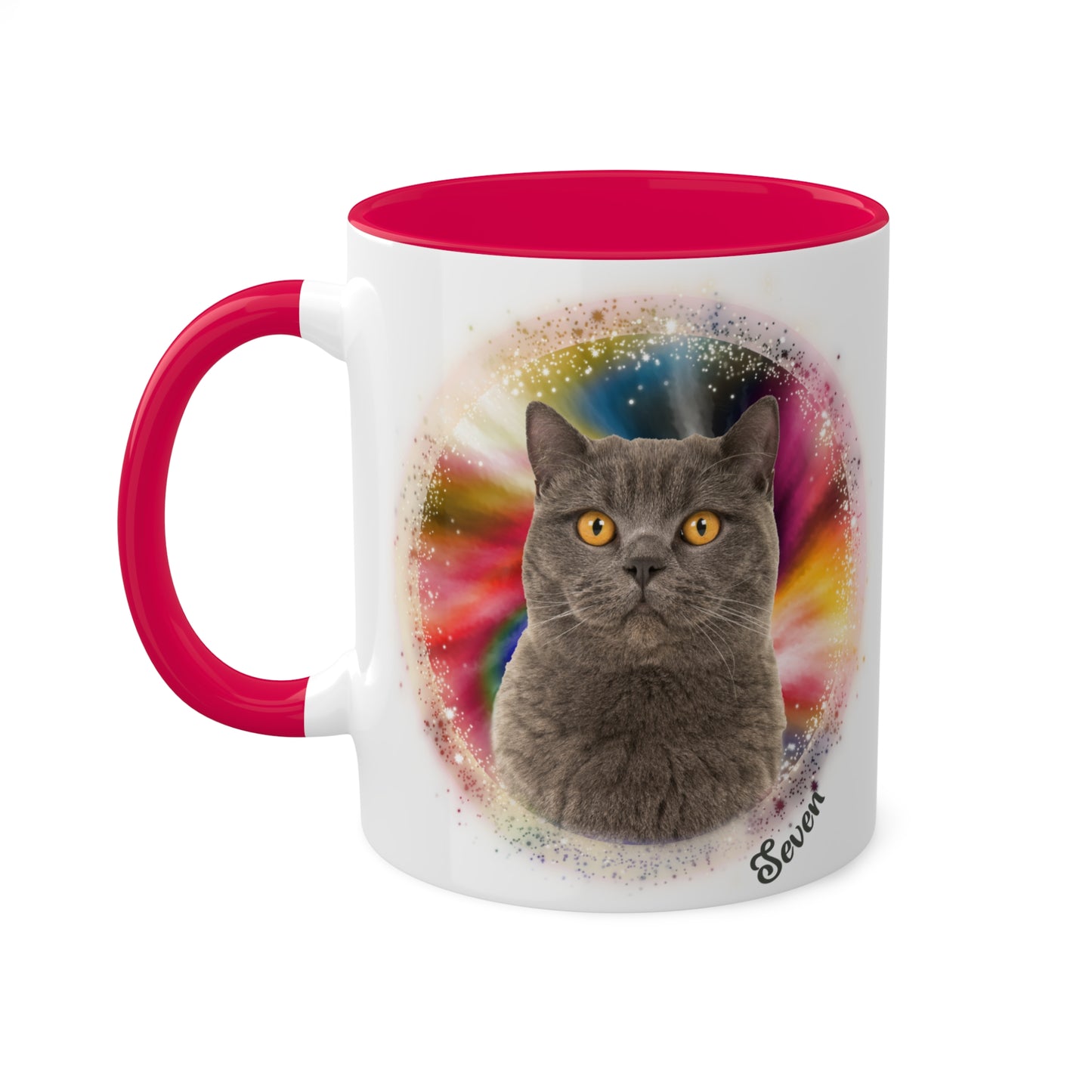 Rainbow Tie Dye, Custom Pet Photo and Name Coffee Mug, 11oz