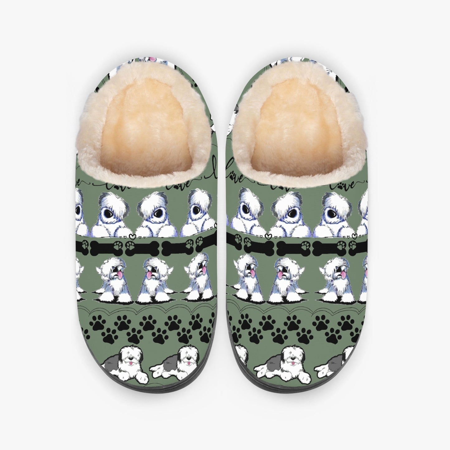 Memory Foam Unisex Slippers, Old English Sheepdog