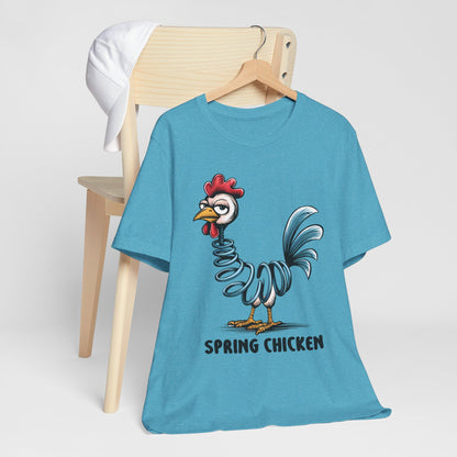 Spring Chicken T‑Shirt — Funny Cartoon Rooster Tee