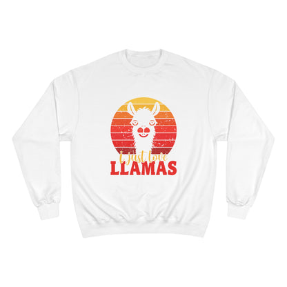 Llama Sunset, I Just Love Llamas - Llama Long Sleeve Champion Crewneck Top