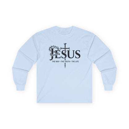 Jesus Cross, "The Way The Truth The Life", John 14:6  - Long Sleeve Gildan Tee