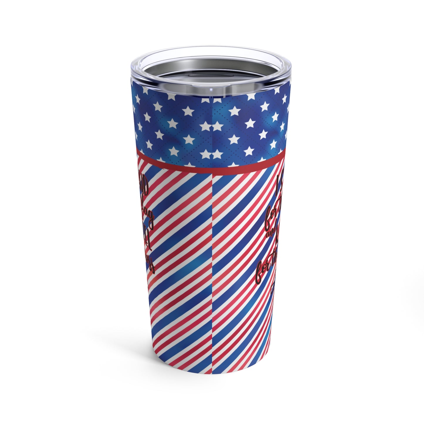 American Flag Insulated Stainless Steel Tumbler, Stand for Flag Kneel for Cross, 20oz Tumbler