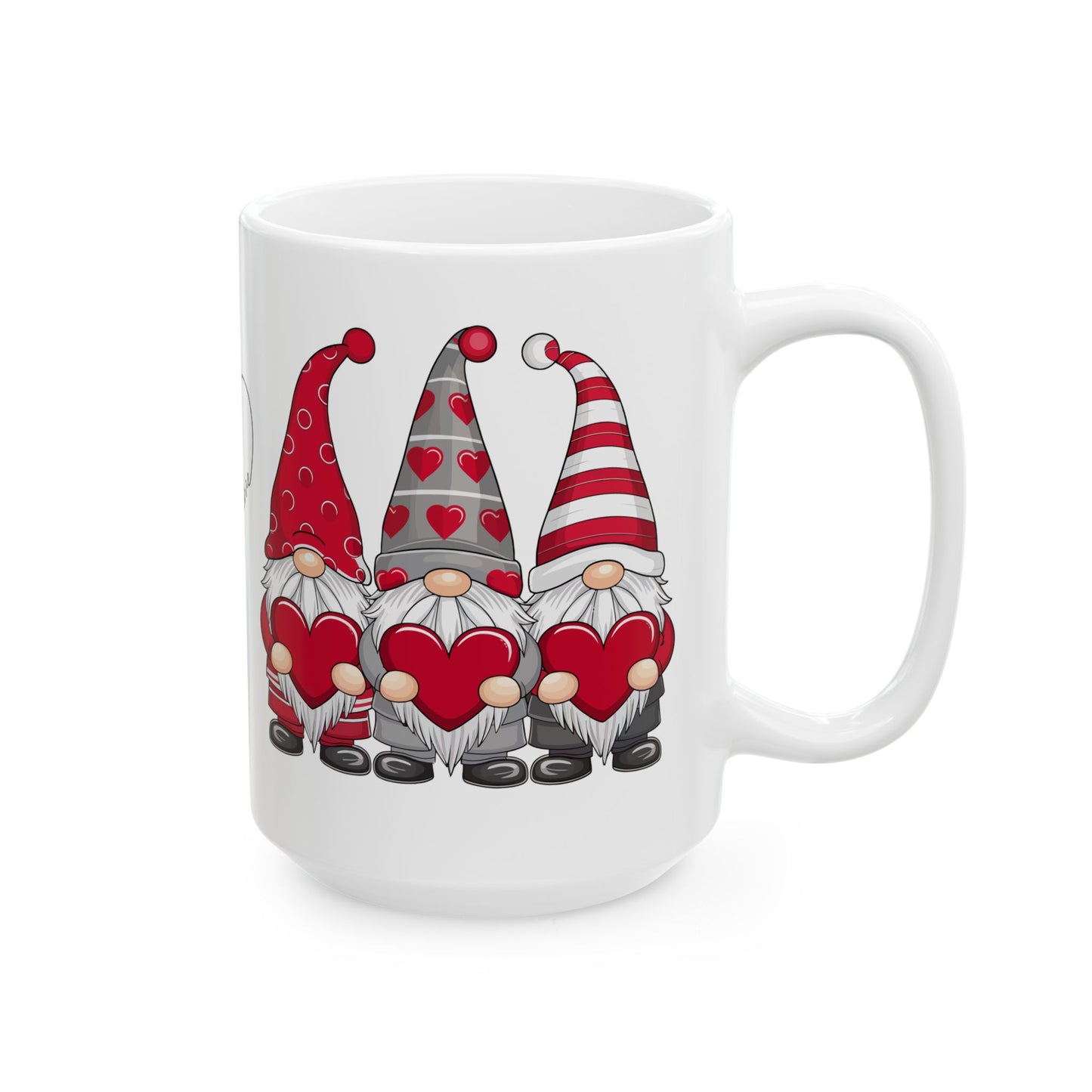 Valentine Gnome Ceramic Mug — 'Love' Heart Coffee Cup (11oz & 15oz)