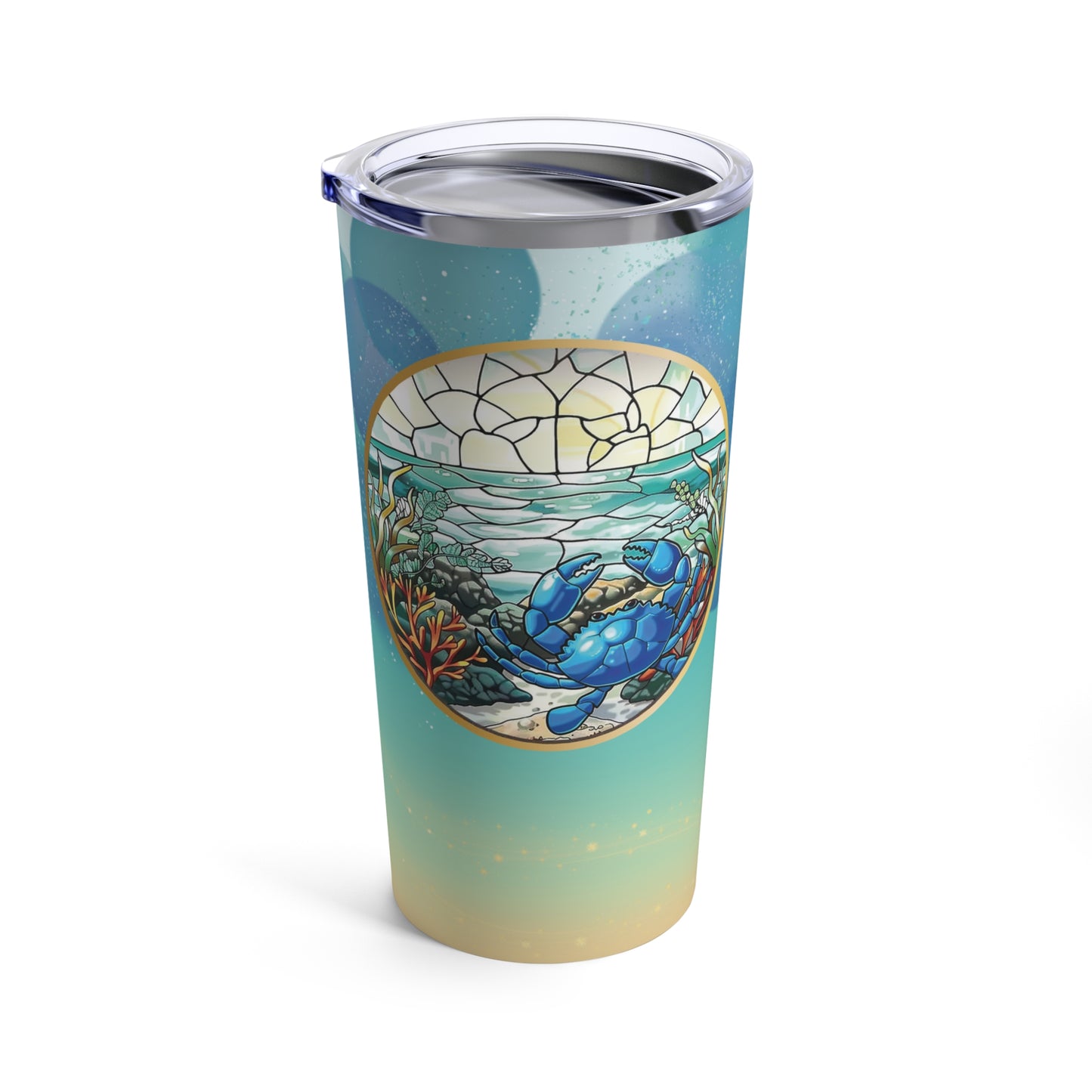 Insulated Tumbler, Blue Crab Stained Glass, 20oz