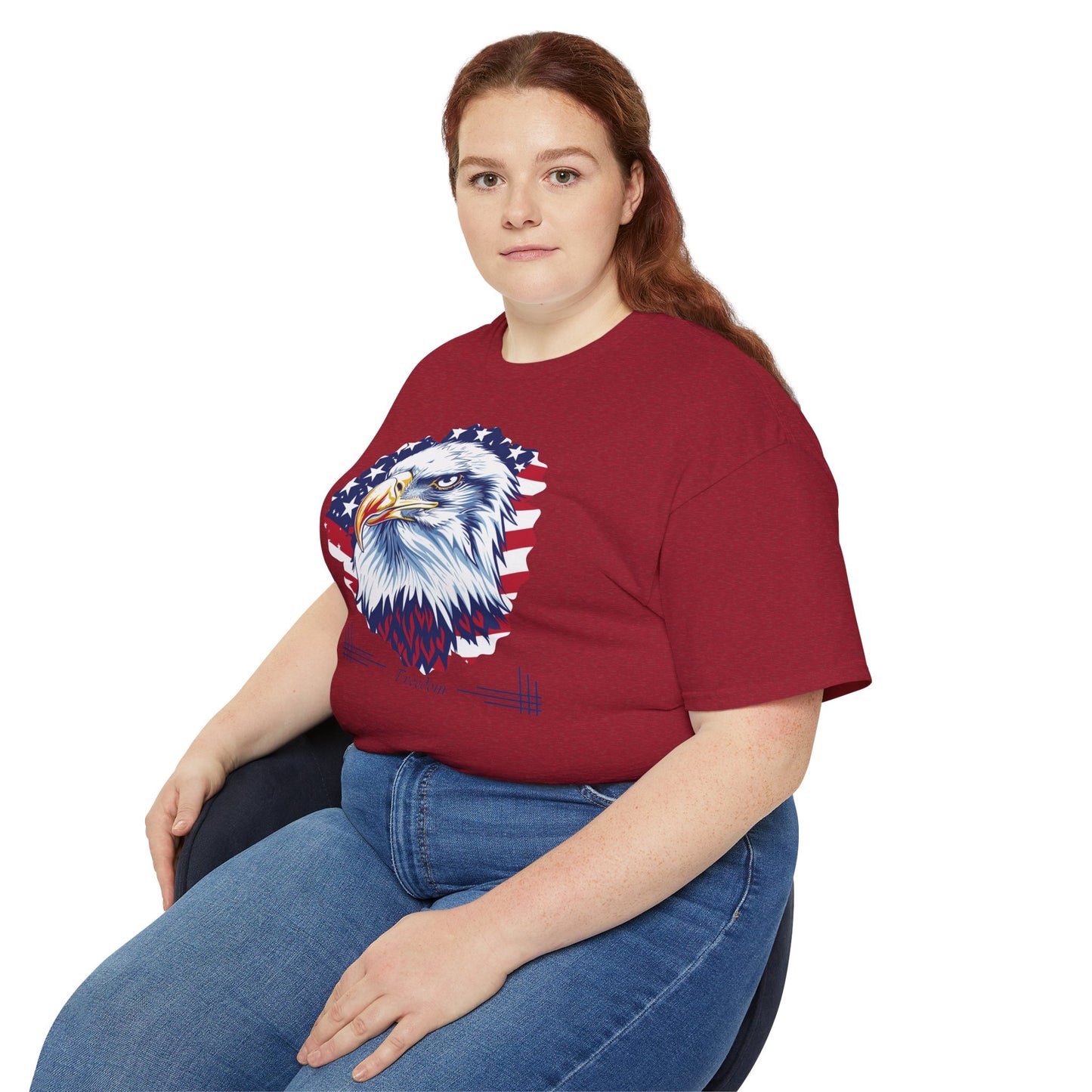 Freedom, Bald Eagle and American Flag, Cotton T-Shirt