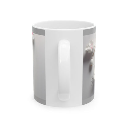 Peekaboo Kitten Ceramic Mug, Gray— Cute White Cat Coffee Cup (11oz, 15oz)