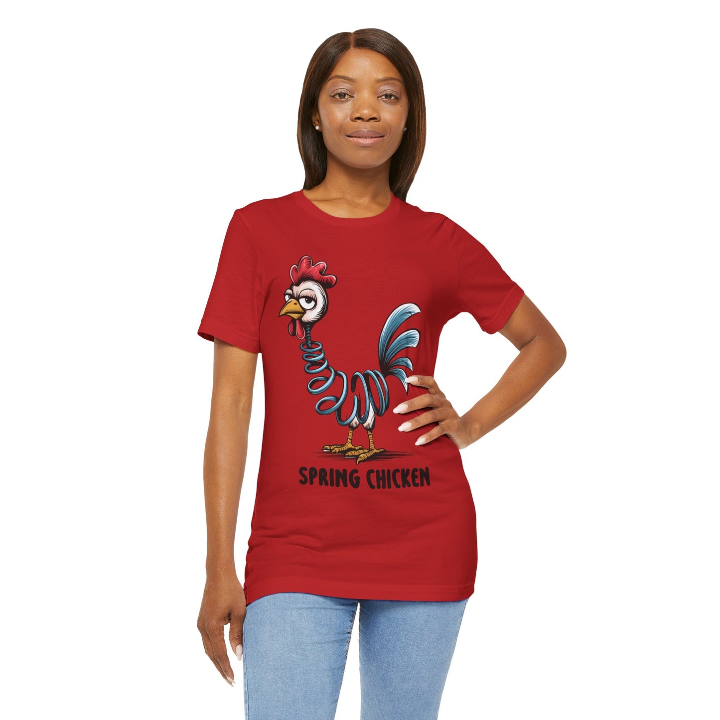 Spring Chicken T‑Shirt — Funny Cartoon Rooster Tee
