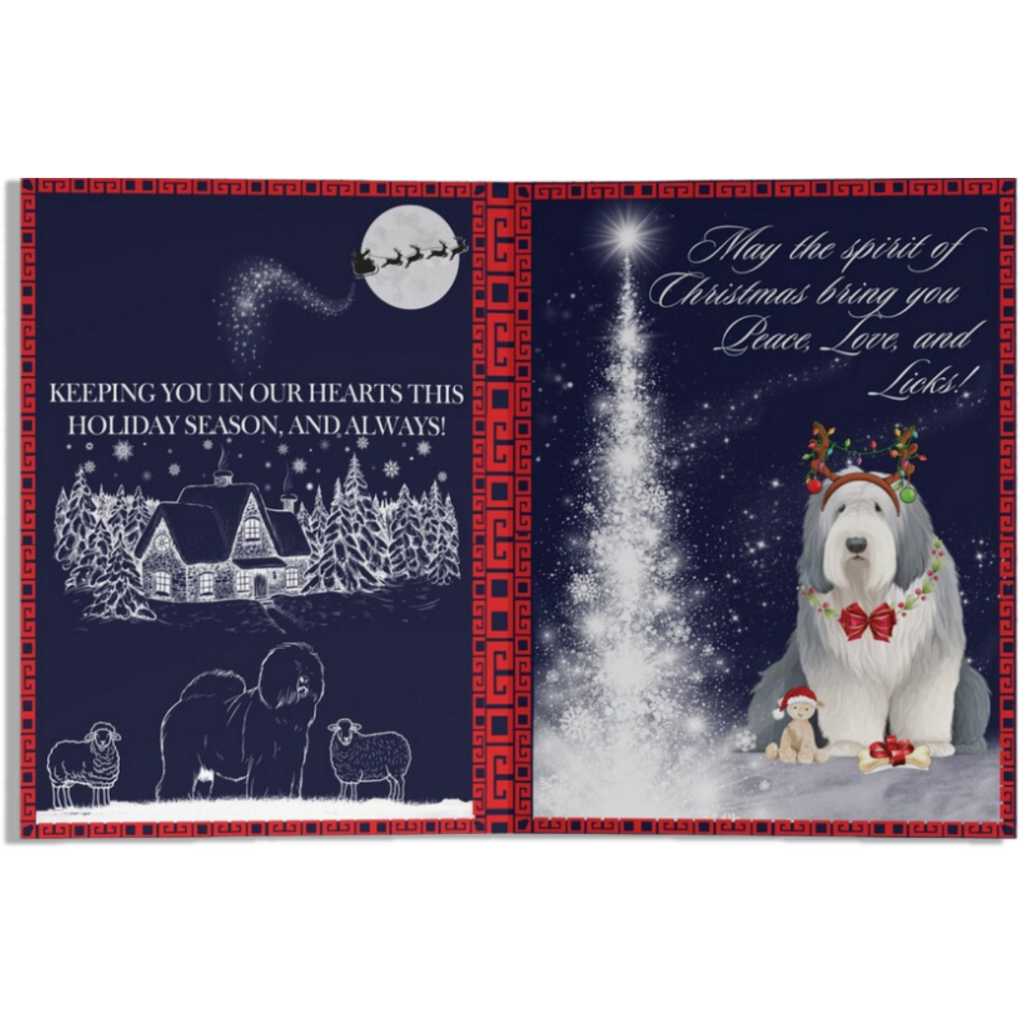 Woofing You Hairy Christmas - 5x7" Old English Sheepdog Christmas Card