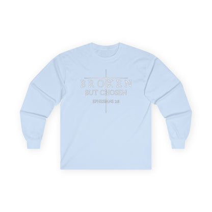 "Broken But Chosen" – Ephesians 2:8, Long Sleeve Gildan Tee